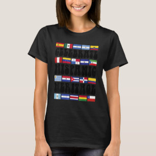 Latino Countries Flags Heart Hispanic Heritage Mon T-Shirt