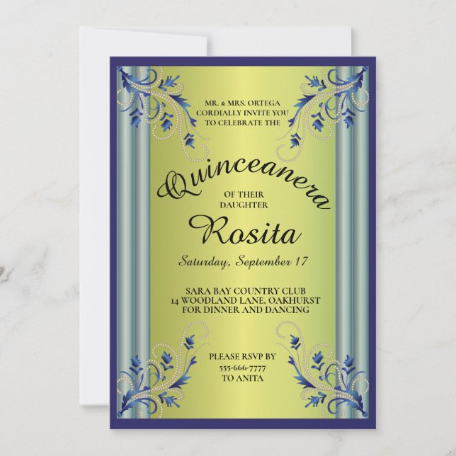 Latino Girls 15th Birthday Quinceanera invitation (Front)