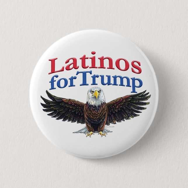 Latinos for Trump Red, White & Blue Eagle 6 Cm Round Badge (Front)