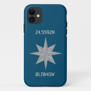 Latitude and Longitude with Nautical Compass Icon iPhone 11 Case