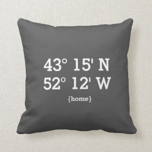 Latitude Longitude New Home Address Wedding Gift Cushion