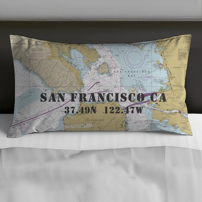 Latitude Longitude San Francisco CA Nautical Chart Pillowcase (Creator Uploaded)