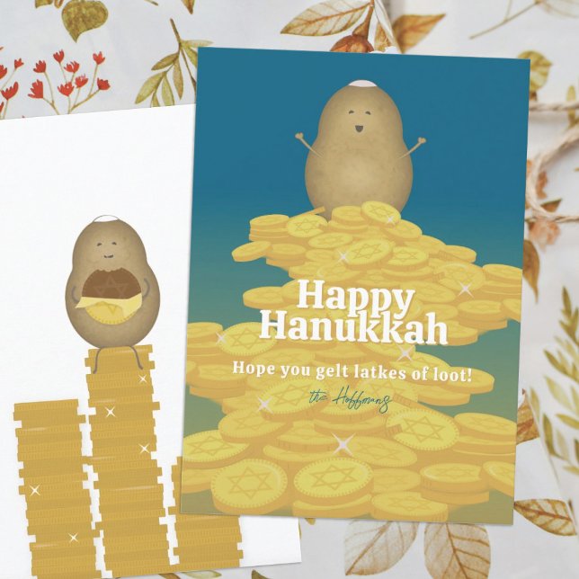 Latkes and Gelt Hanukkah Card (Creator Uploaded)