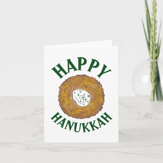 Latkes Happy Hanukkah Chanukah Jewish Holidays Card (Front)