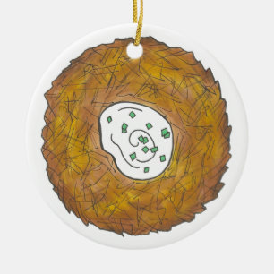 Latkes Happy Hanukkah Chanukah Jewish Holidays Ceramic Tree Decoration