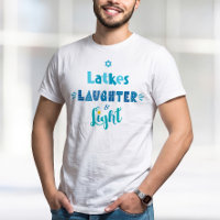 Latkes Laughter Light Blue Typography Hanukkah Fun