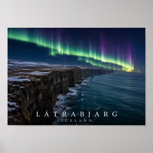 Látrabjarg Cliffs Iceland A4 Poster (Front)