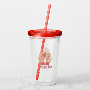 Latte and love cup, hands and coffee quote  acrylic tumbler