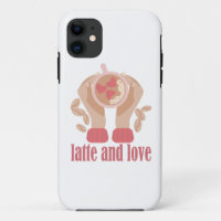 Latte and love cup, hands and coffee quote  