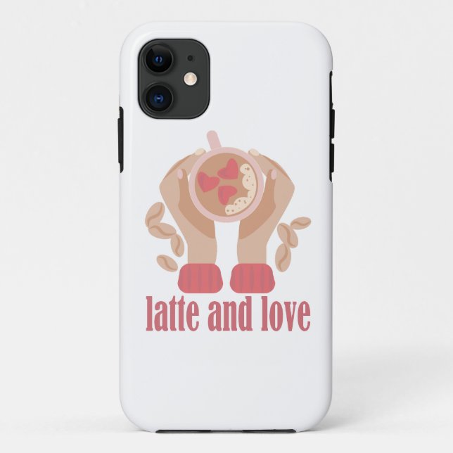 Latte and love cup, hands and coffee quote   Case-Mate iPhone case (Back)