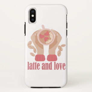 Latte and love cup, hands and coffee quote iPhone x case