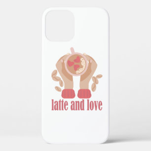 Latte and love cup, hands and coffee quote iPhone 12 case
