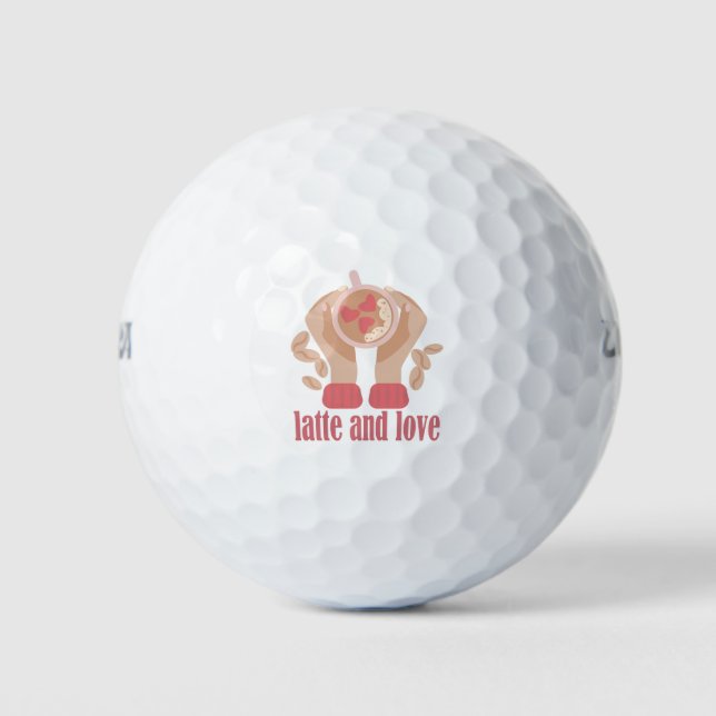 Latte and love cup, hands and coffee quote   golf balls (Front)