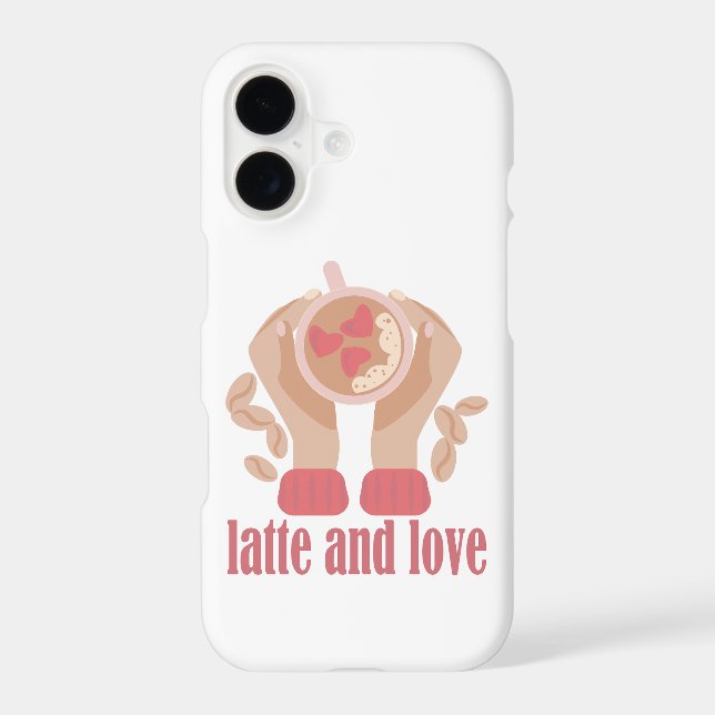 Latte and love cup, hands and coffee quote iPhone case (Back)
