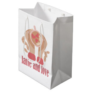 Latte and love cup, hands and coffee quote medium gift bag