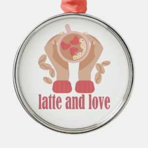 Latte and love cup, hands and coffee quote metal tree decoration