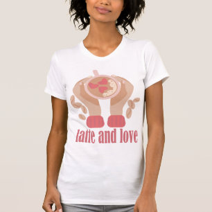 Latte and love cup, hands and coffee quote T-Shirt