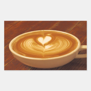 Latte Art Coffee Love Rectangular Sticker