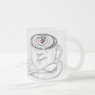 Latte art drink , hand drawn Frosted Glass Coffee Mug