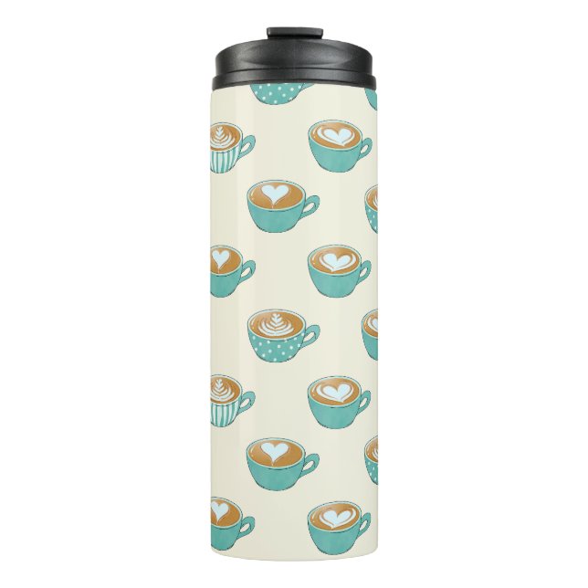 Latte Art in Cute Blue Coffee Mugs (Front)