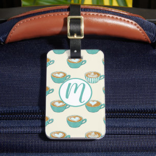 Latte Art in Cute Blue Coffee Mugs Luggage Tag