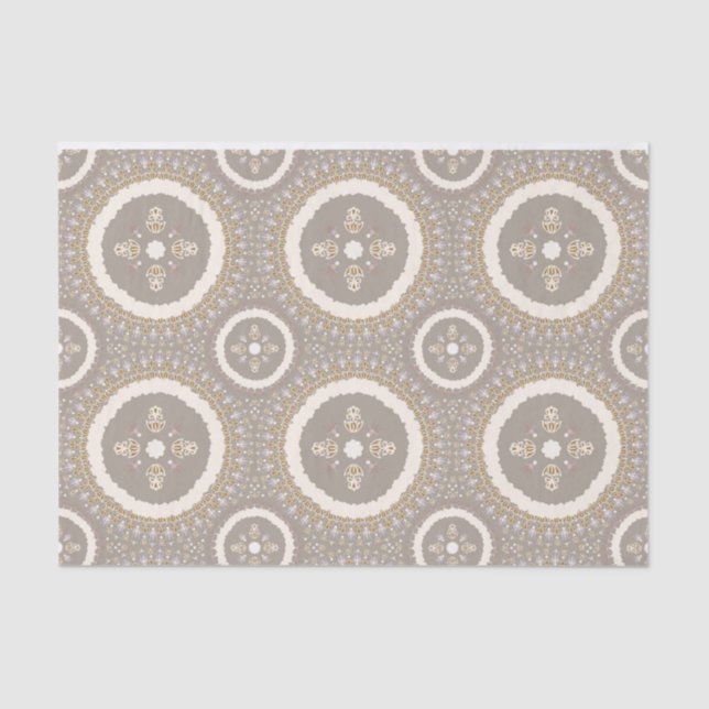 Latte Beige Elegant Ornamental Floral Tissue Paper (Front)