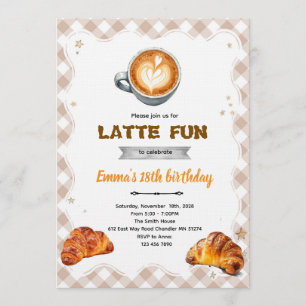 Latte Birthday Brunch party Invitation 
