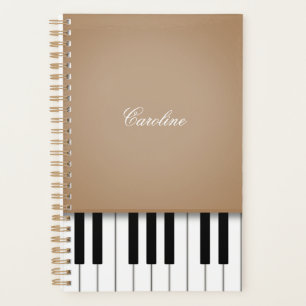 Latte Brown Piano Keyboard Personalised Music Planner