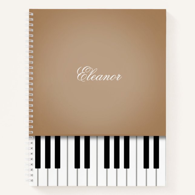 Latte Brown Piano Music Keyboard Custom Notebook (Front)