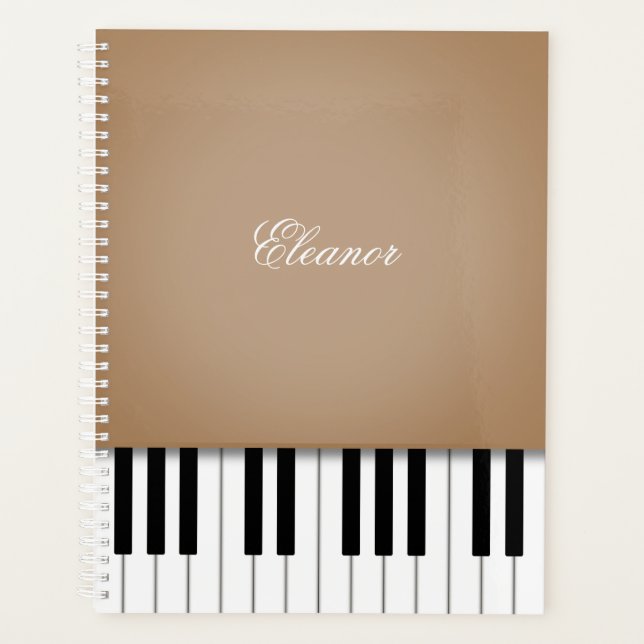 Latte Brown Piano Music Keyboard CustomIzed Planner (Front)