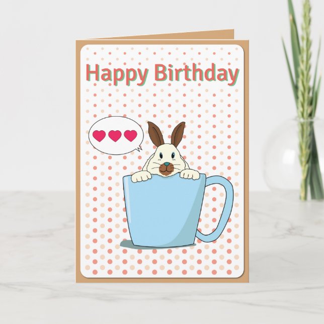 Latte bunny Happy Birthday Card (Front)