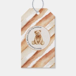 Latte Cocoa Stripes Teddy Bear Christmas Gift Tags
