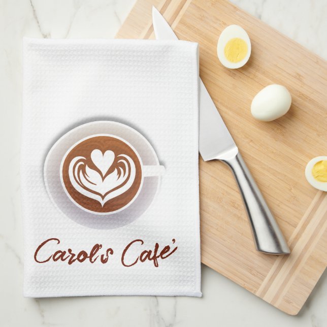 Latte Coffee Cafe  Tea Towel (Quarter Fold)