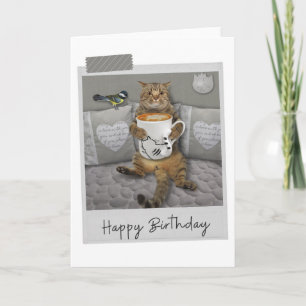 Latte Coffee Cat Funny Birthday Card