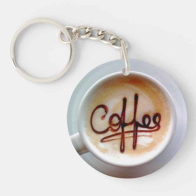 Latte coffee cup and saucer coffee keychain (Front)