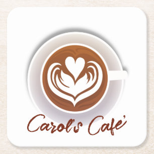 Latte Coffee Cup Square Paper Coaster