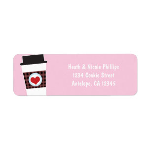 Latte Coffee Cup Valentines Party Address Label