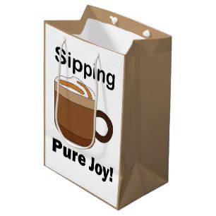 Latte Coffee Drink Sipping Pure Joy Medium Gift Bag