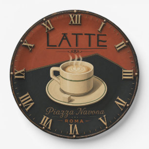 Latte Coffee  Italian Café Kitchen Decor Paper Plate