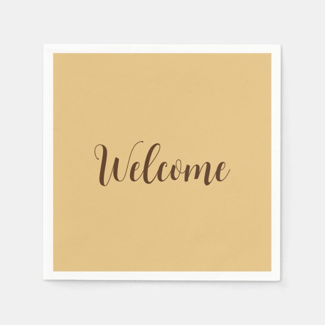 Latte Colour Welcome Professional Name Template Napkin (Front)