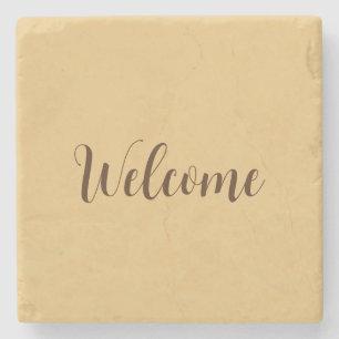 Latte Colour Welcome Professional Name Template Stone Coaster