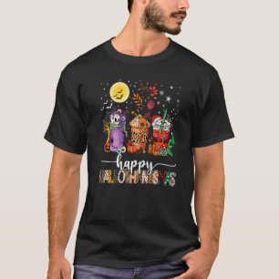 Latte Cup Hallothanksmas Halloween Christmas Thank T-Shirt
