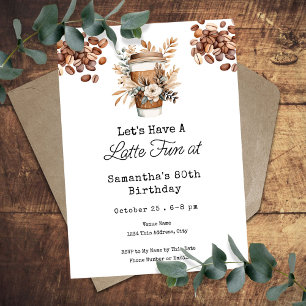Latte Fun Coffee 80th Adult Birthday Invitation