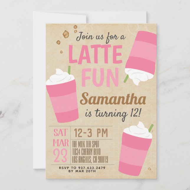 Latte Fun Coffee Birthday Invitation (Front)