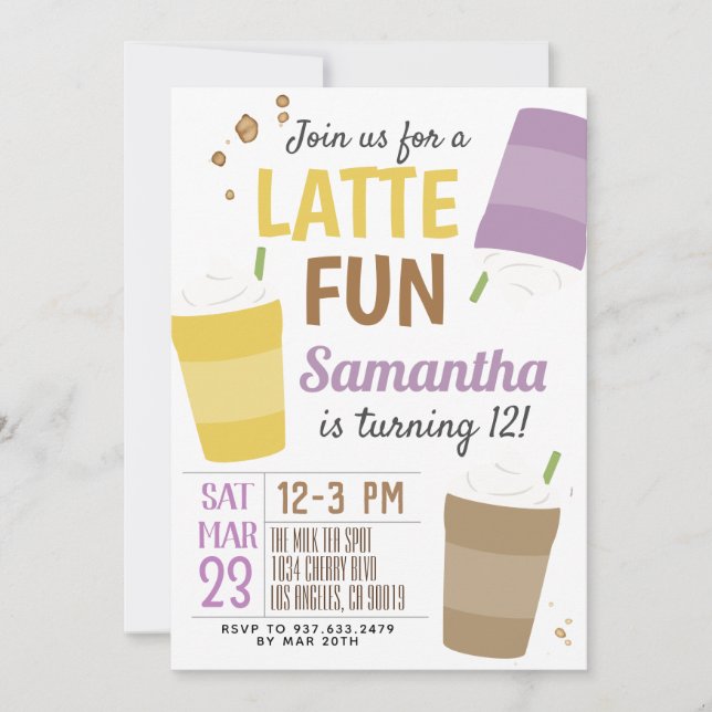 Latte Fun Coffee Birthday Invitation (Front)