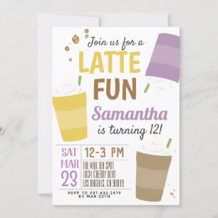 Latte Fun Coffee Birthday Invitation