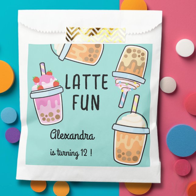 Latte fun coffee bobba tea birthday favour bags (Creator Uploaded)
