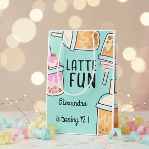 Latte fun coffee bobba tea birthday medium gift bag