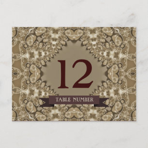 Latte Lace Wedding Event Table Number Postcard