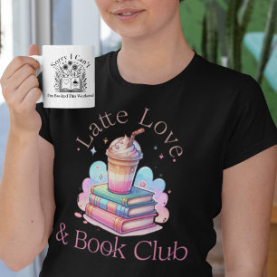 Latte Love and Book Club Cute Cartoon Pastel T-Shirt